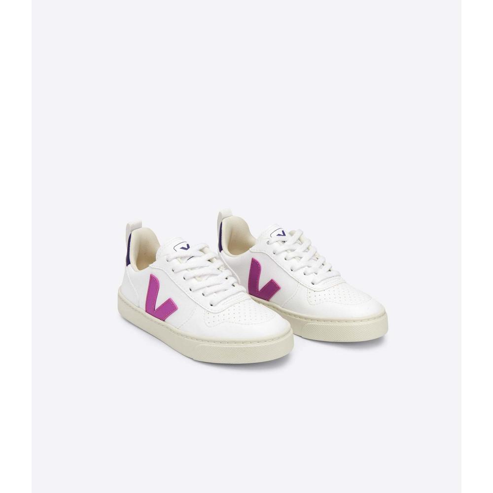 Veja V-10 LACES CWL Kids' Shoes White/Purple | CA 793MQZ